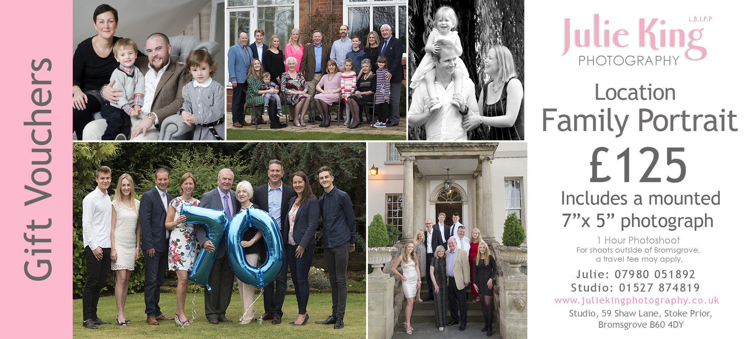 Gift Vouchers for a Family Photoshoot  portrait Worcestershire