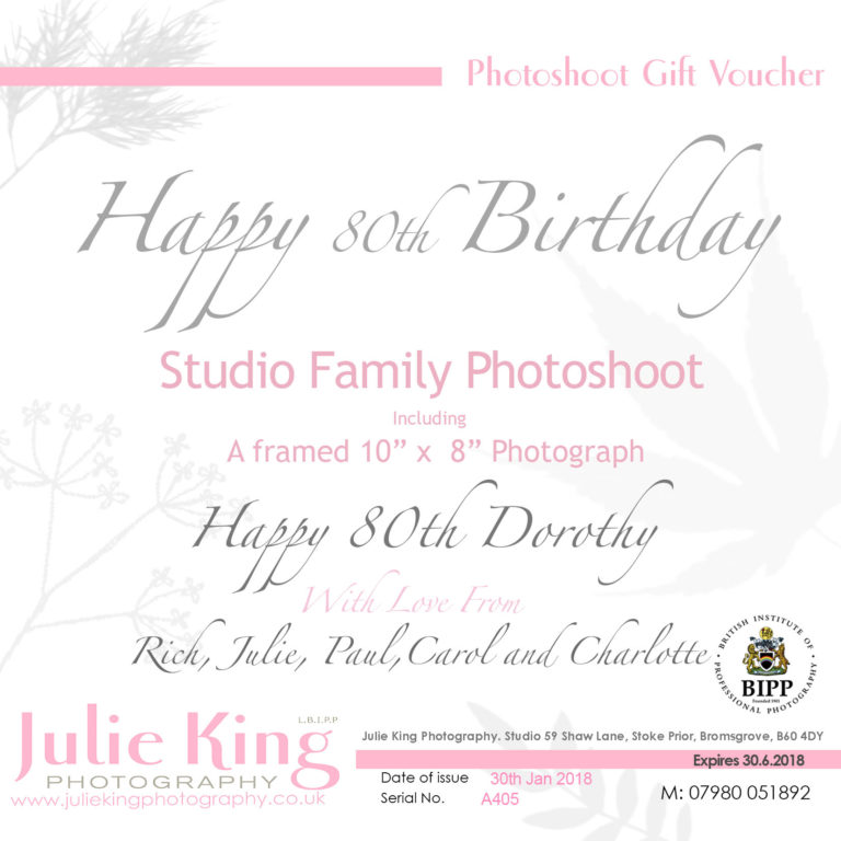 Gift Vouchers for a Family Portrait Worcestershire