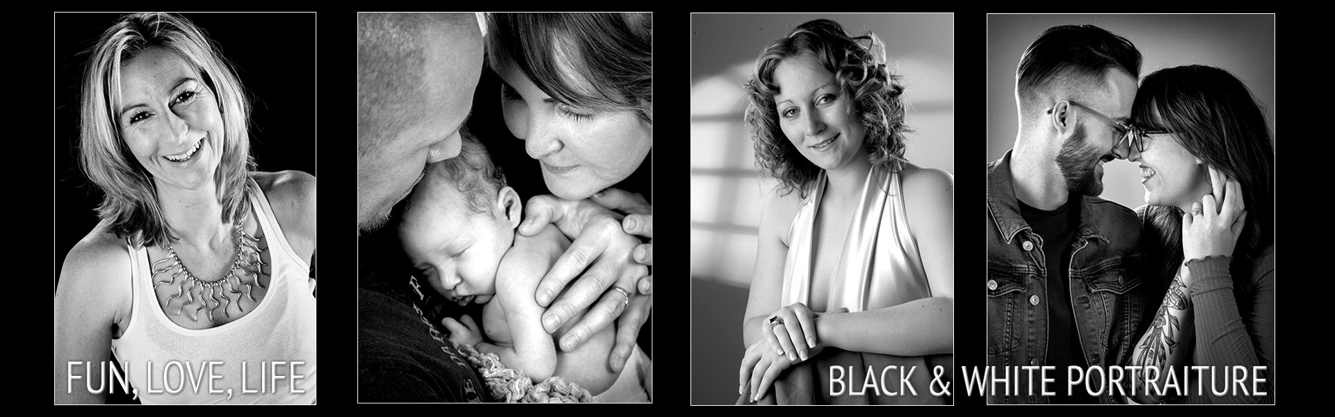 Black and white studio portraits Bromsgrove