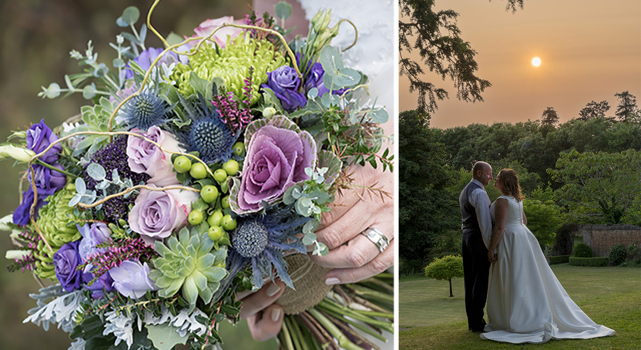 Bride and groom at Grafton Manor, Bromsgrove – elegant outdoor wedding photography by Julie King