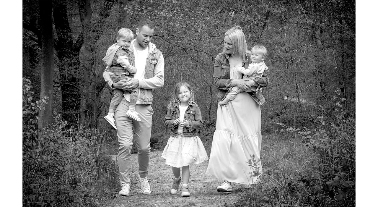 Young family portrait session in Worcestershire woodland setting